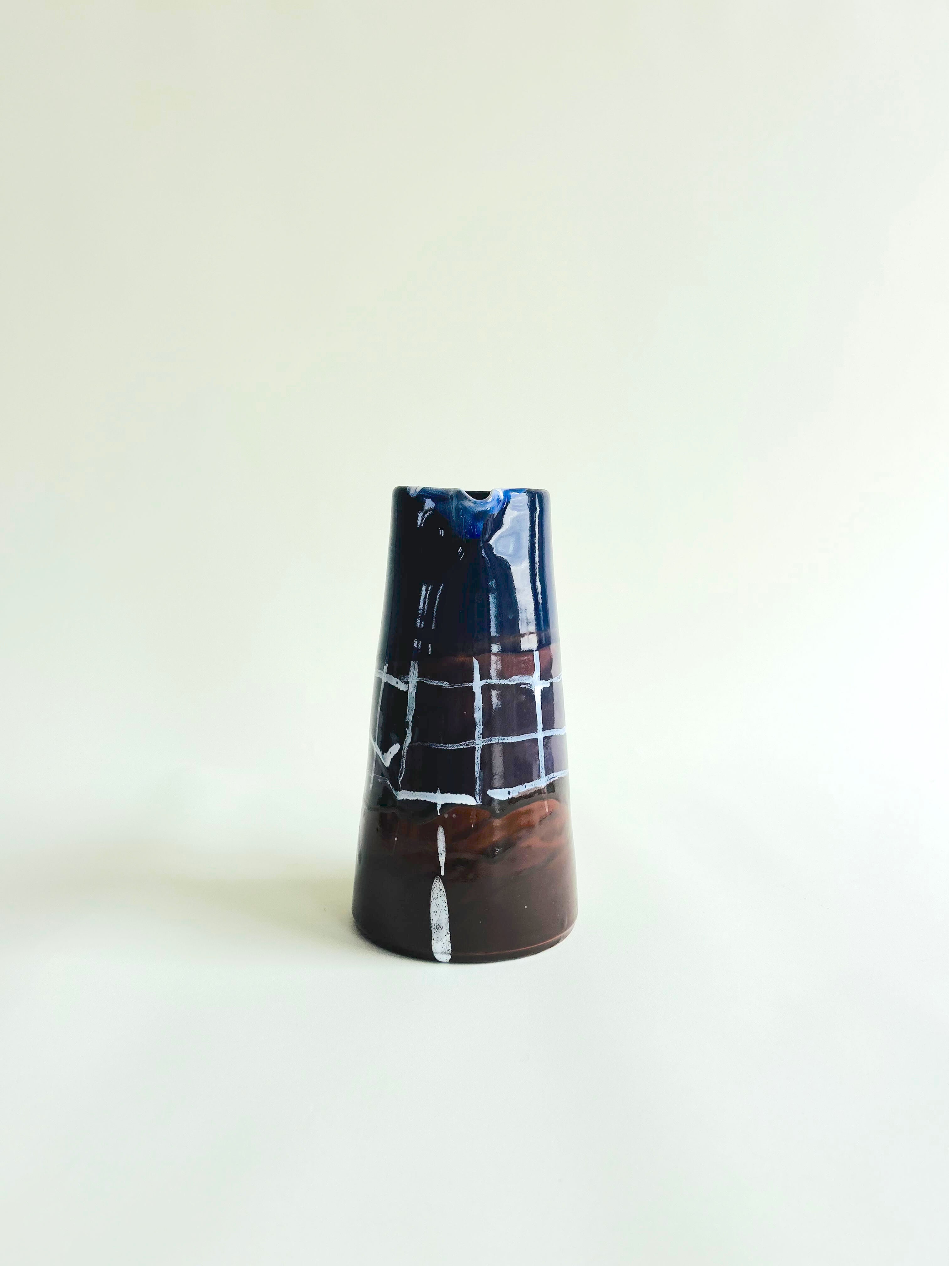 Pichet Droit L - bleu, blanc et bronze
