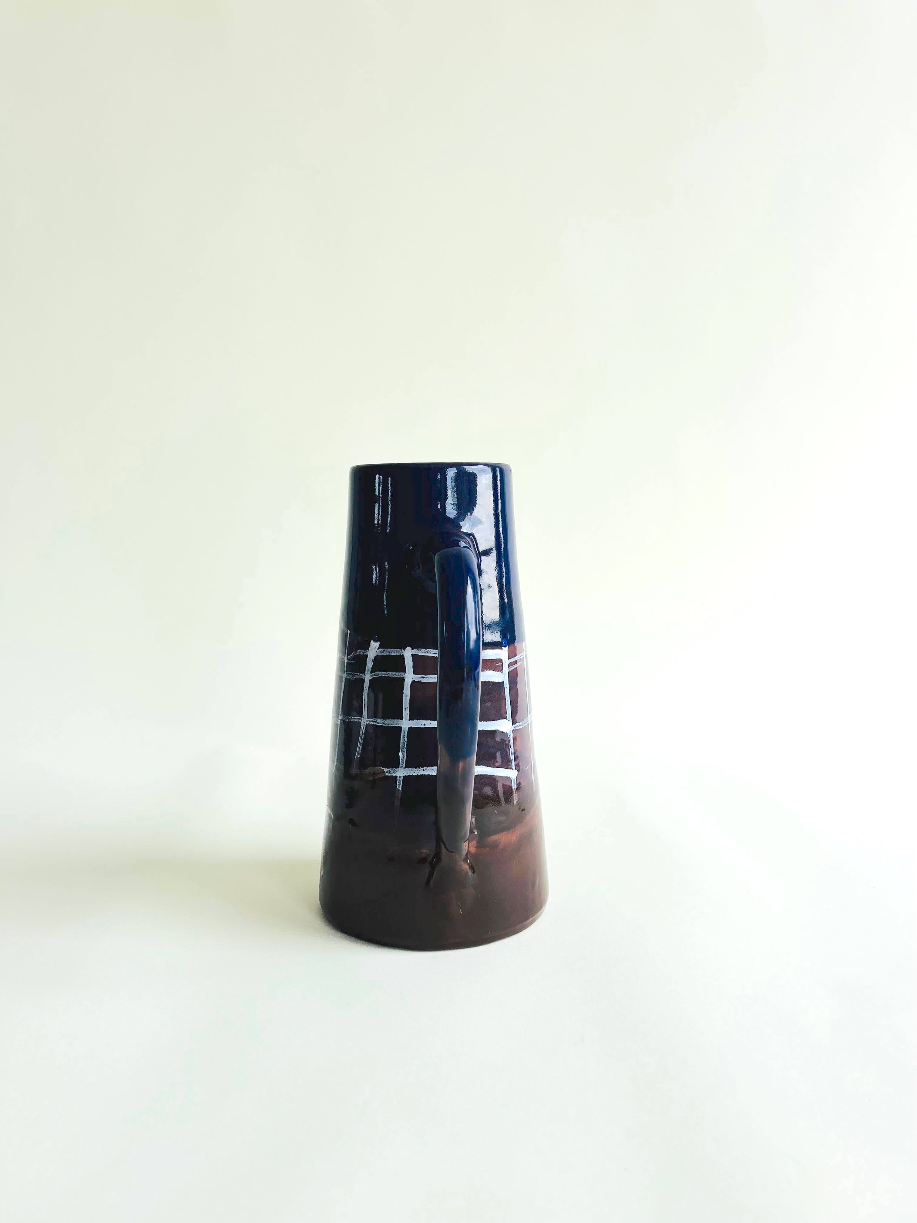 Pichet Droit L - bleu, blanc et bronze