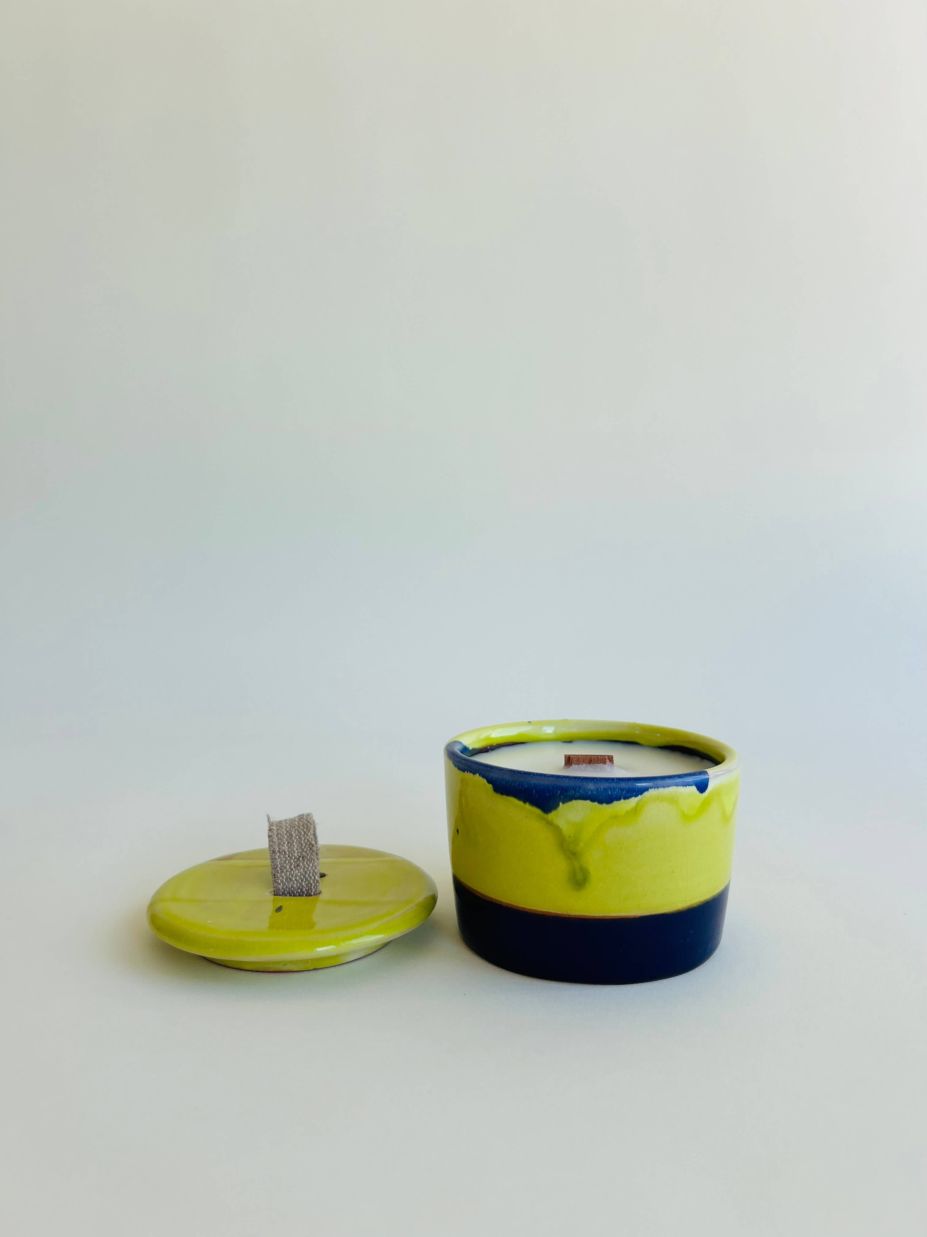 Bougie - bleu nuit, jaune vert