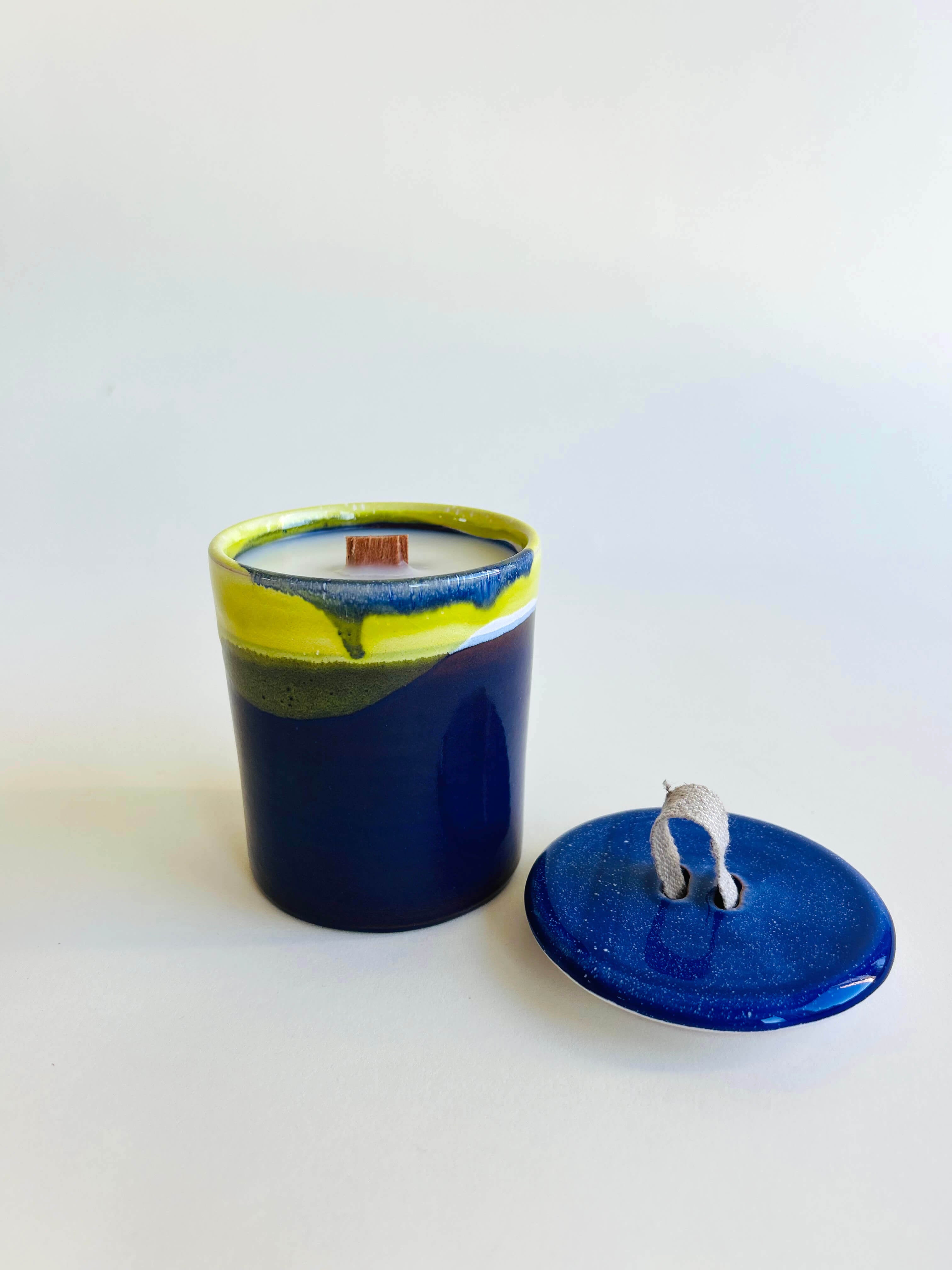 Bougie - bleu nuit, jaune vert