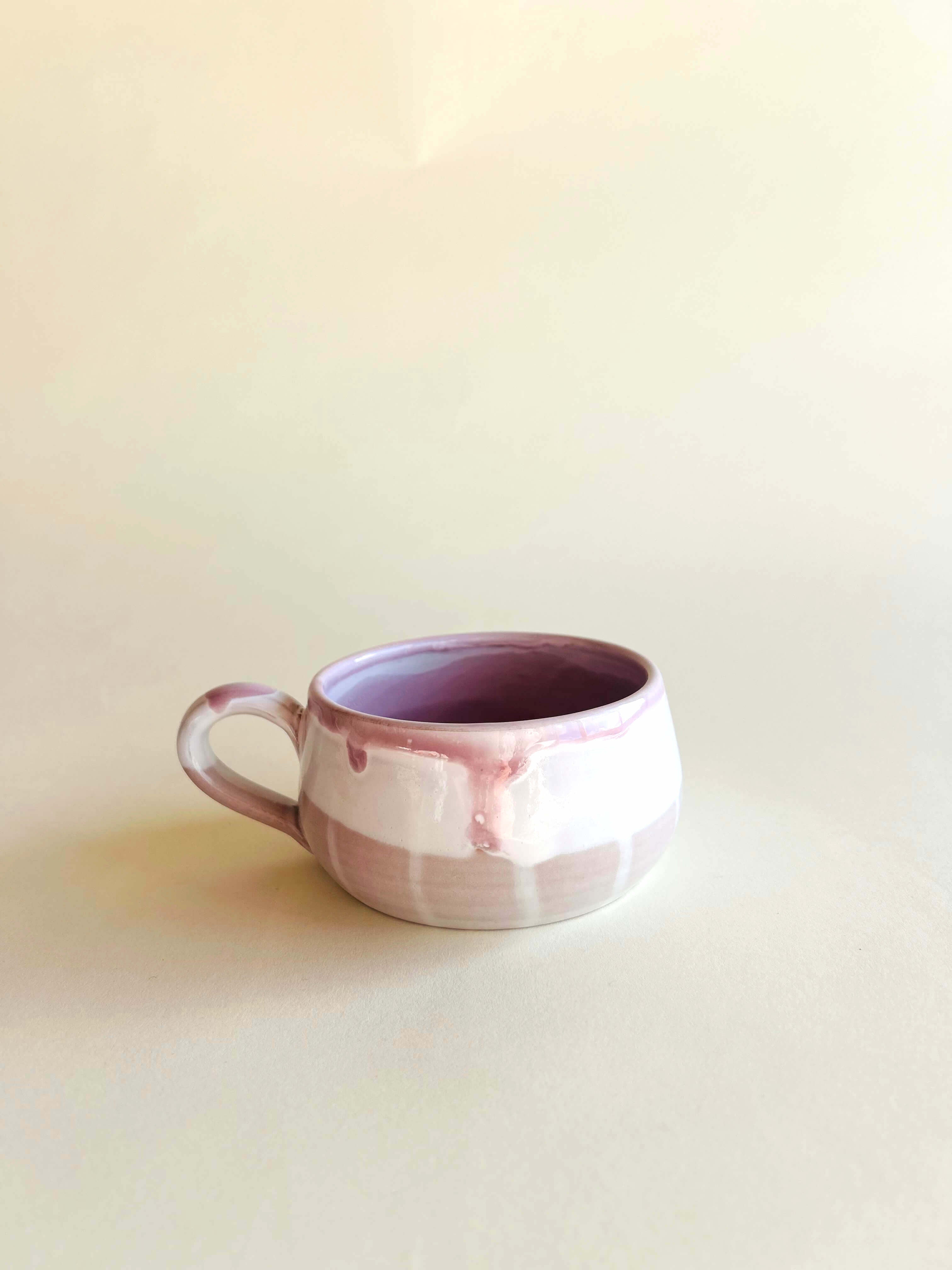 Grande tasse plate - blanc, rose