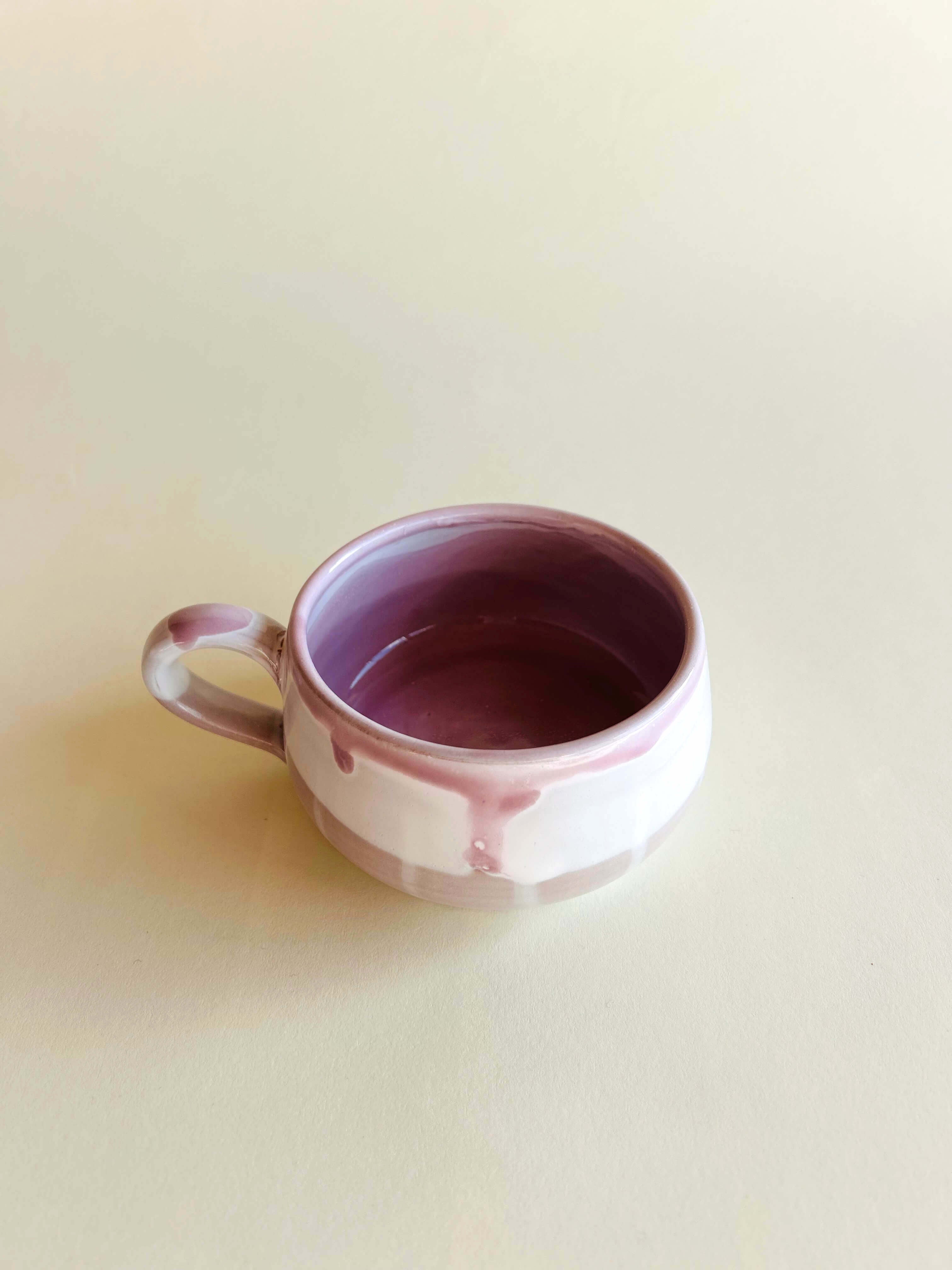 Grande tasse plate - blanc, rose