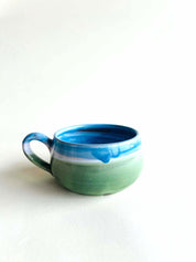 Grande tasse plate - bleu et vert