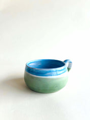 Grande tasse plate - bleu et vert