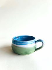 Grande tasse plate - bleu et vert
