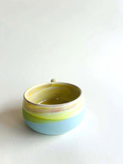 Grande tasse plate - jaune, bleu ciel