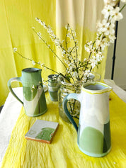 Pichet droit L - vert, blanc, jaune