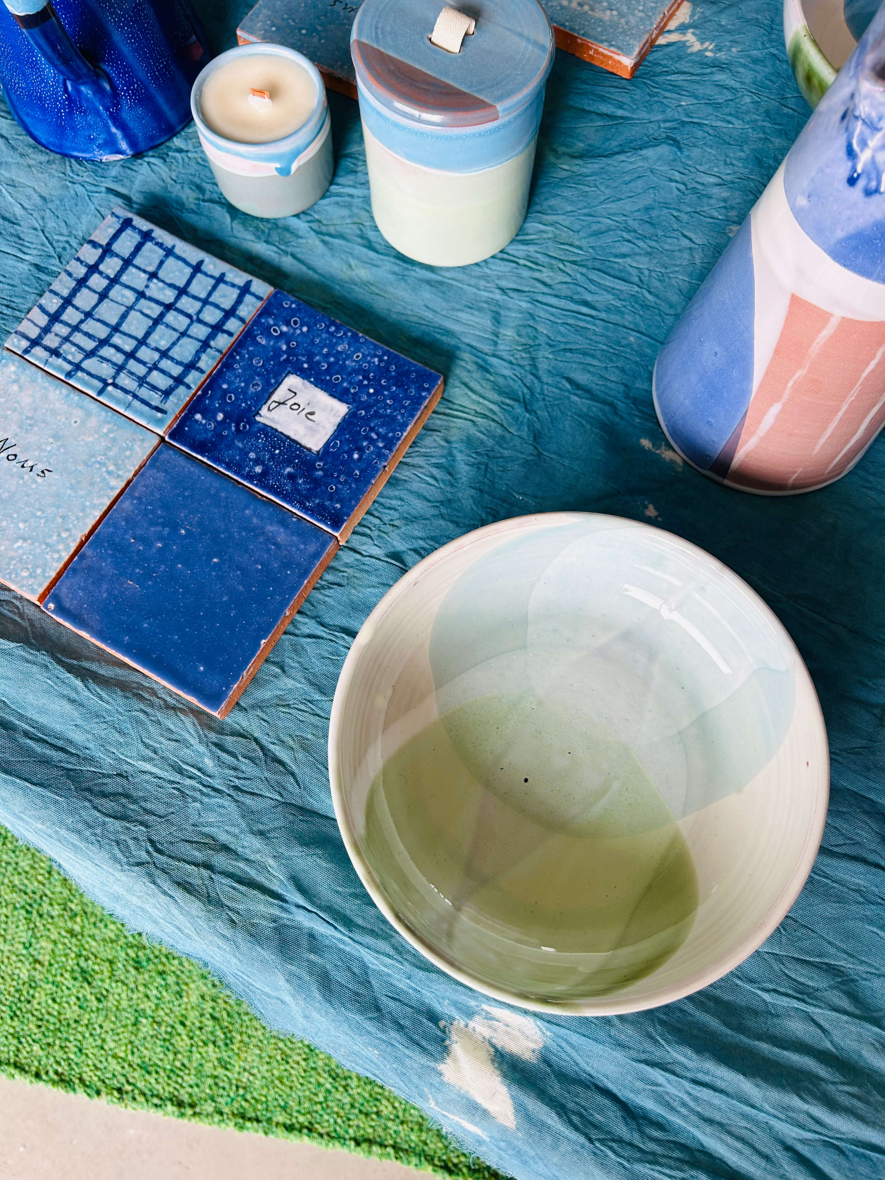 Bowl - bleu glacé, vert eau, blanc