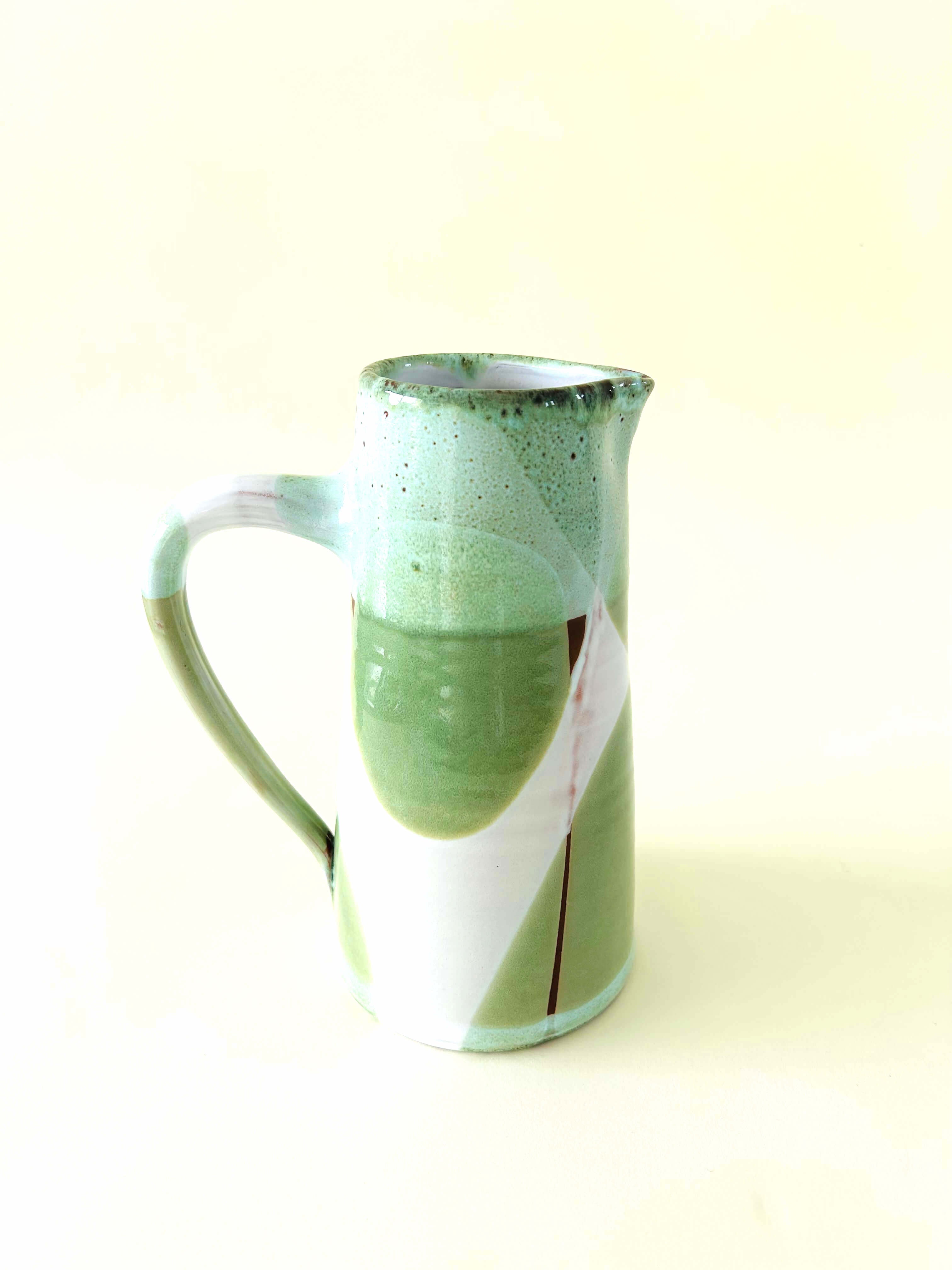 Pichet droit L - vert romarin, crème, blanc