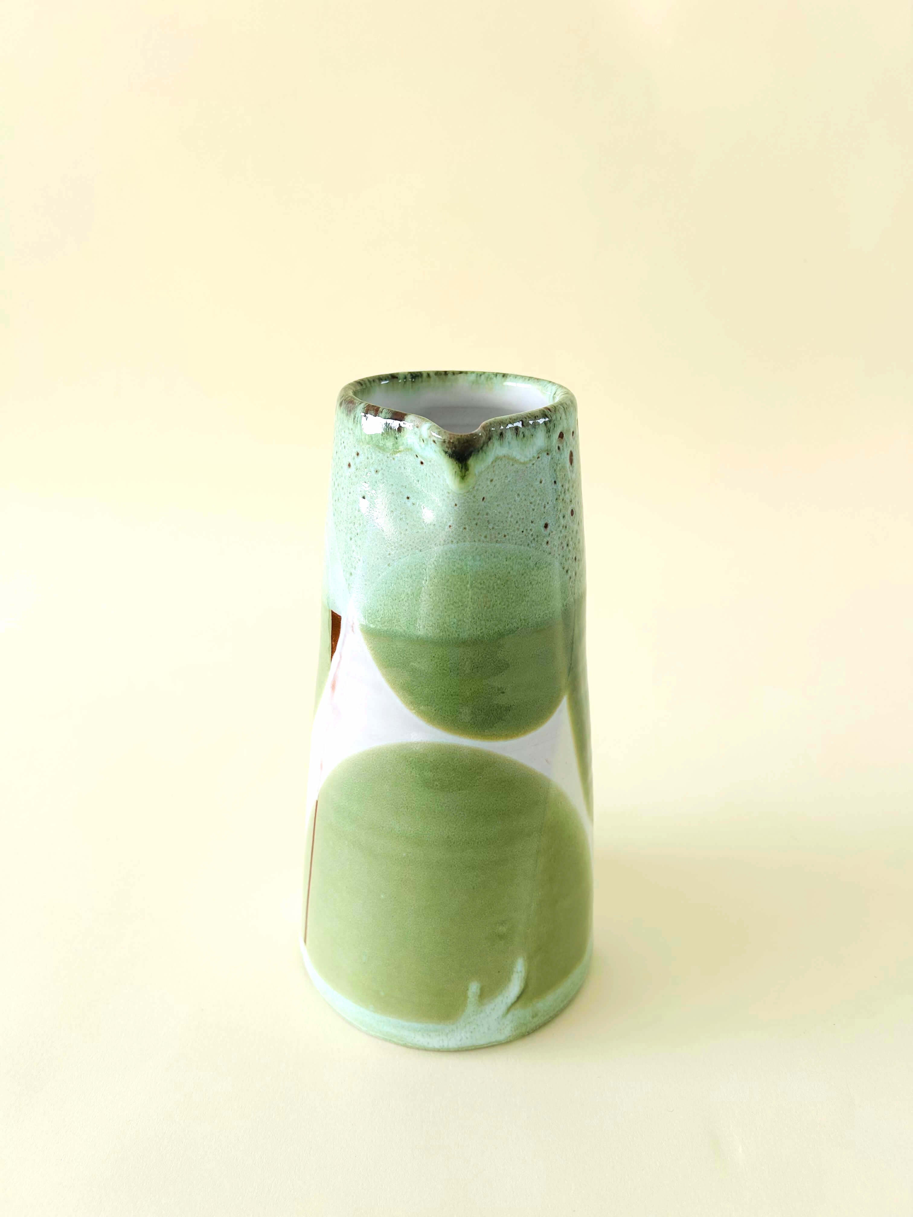 Pichet droit L - vert romarin, crème, blanc