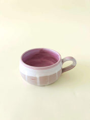 Grande tasse plate - blanc, rose