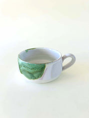 Grande tasse plate - vert, blanc