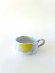 Grande tasse plate - jaune, blanc