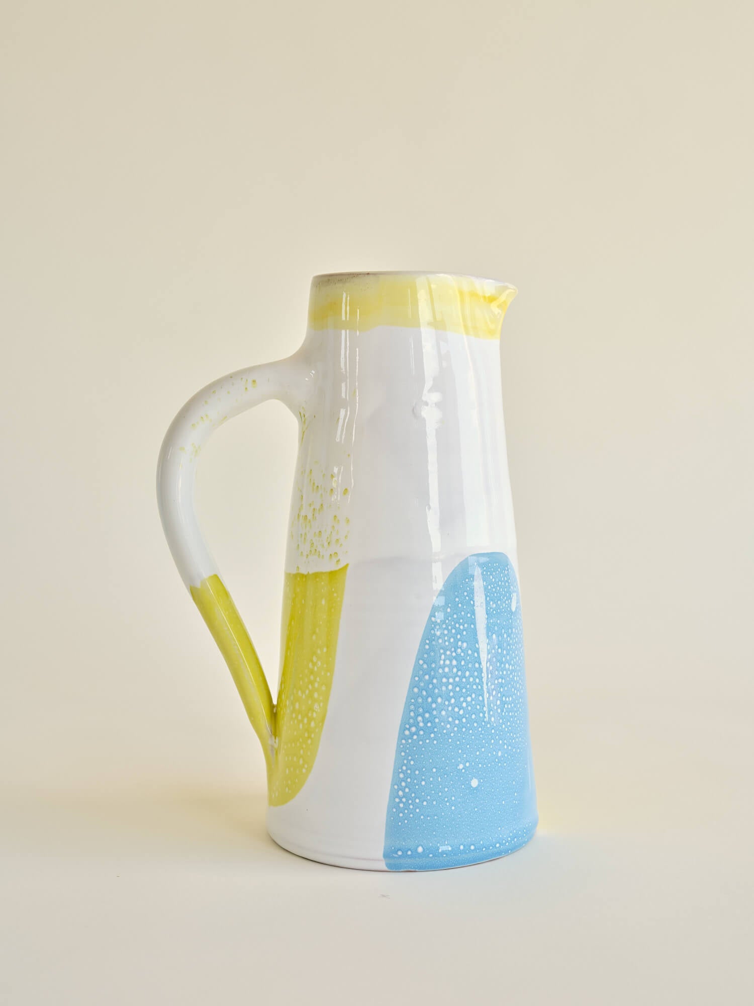 Pichet Droit XL Blanc, Jaune et Bleu