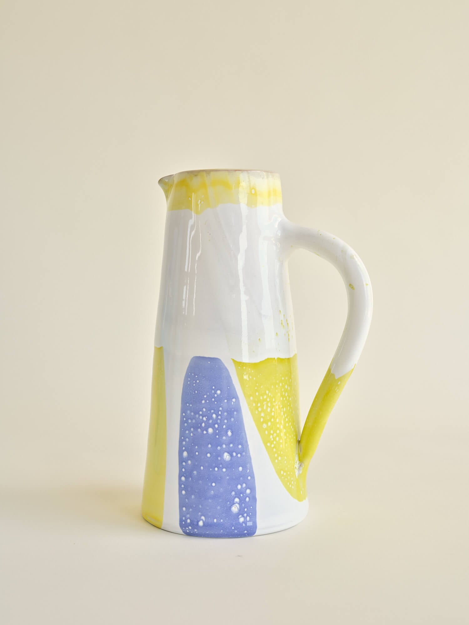 Pichet Droit XL Blanc, Jaune et Bleu